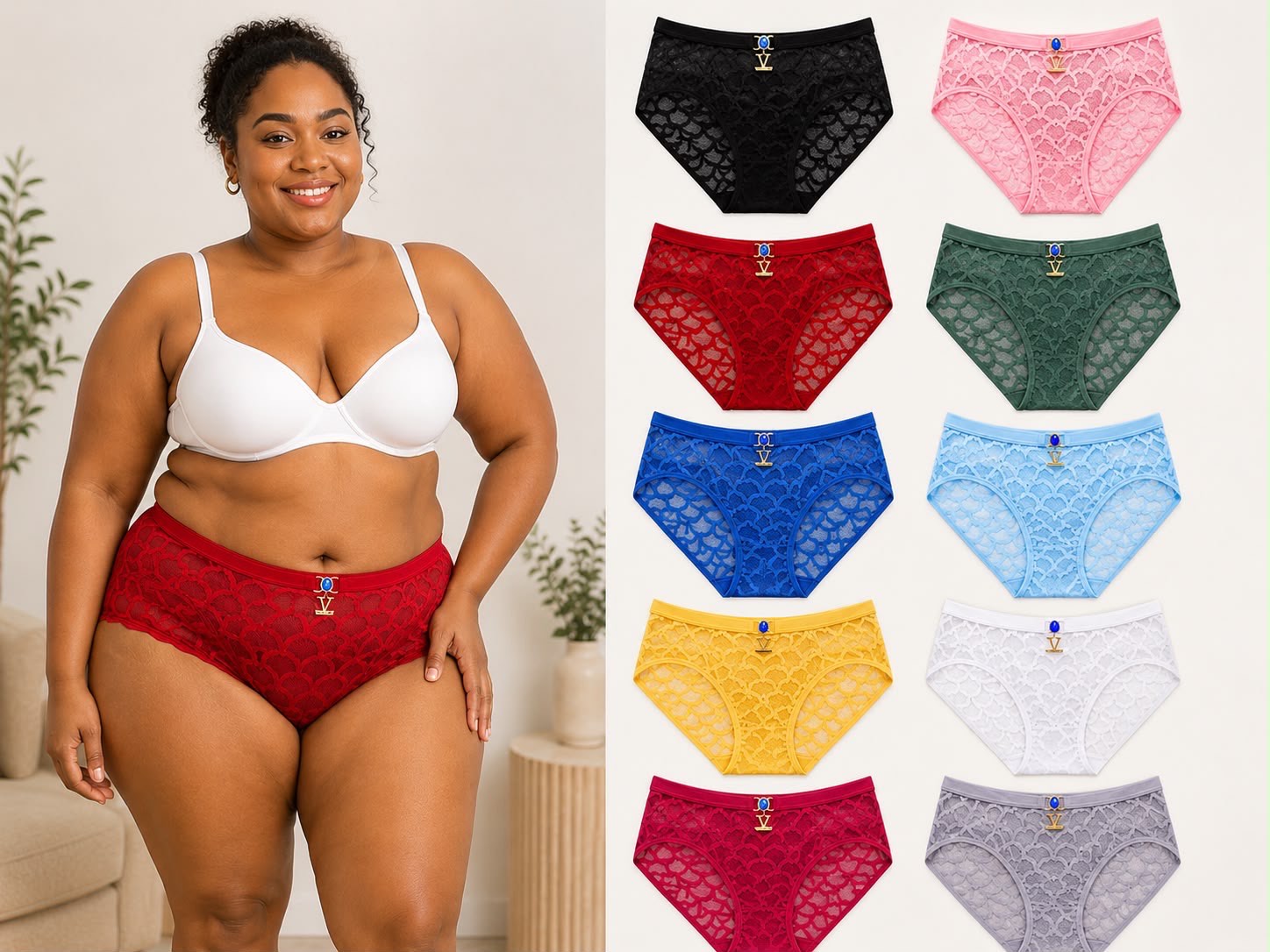 Pack de 12 Slip en dentelle hello Vicky élégance et confort — photo 1