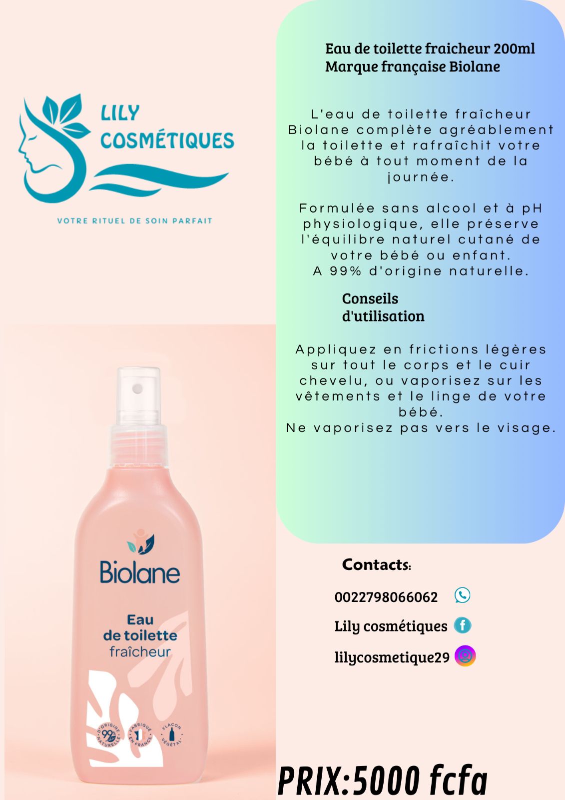 Biolane eau de toilette fraîcheur bébé