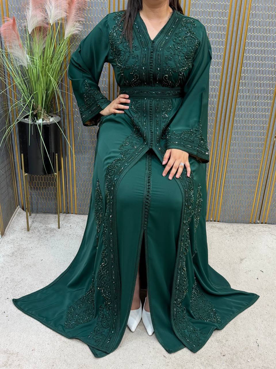 Caftan marocain 2 pièces – Perlé à la main